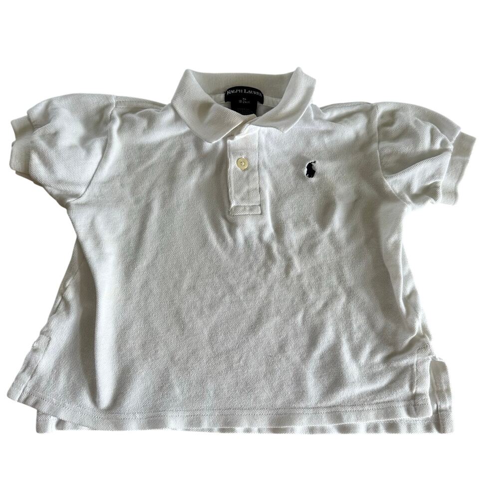 Ralph Lauren White Polo Shirt - Boys 18-24 Months - Stains